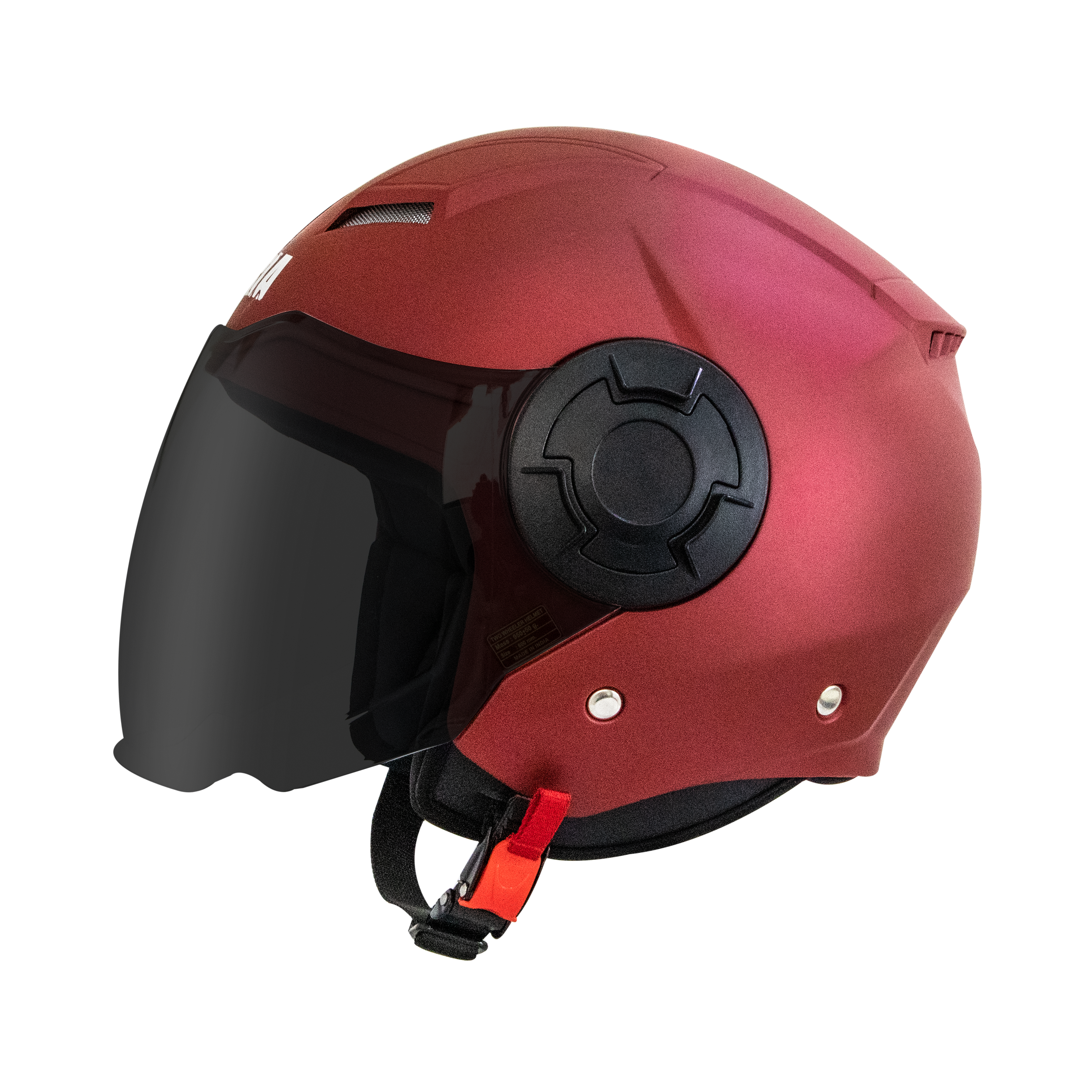 Steelbird Baron Open Face Helmet , ISI Certified Helmet (Matt Maroon With Smoke Visor)
